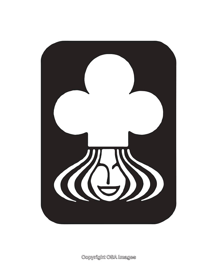 Black and White Icon of Chef Hat with Human Face