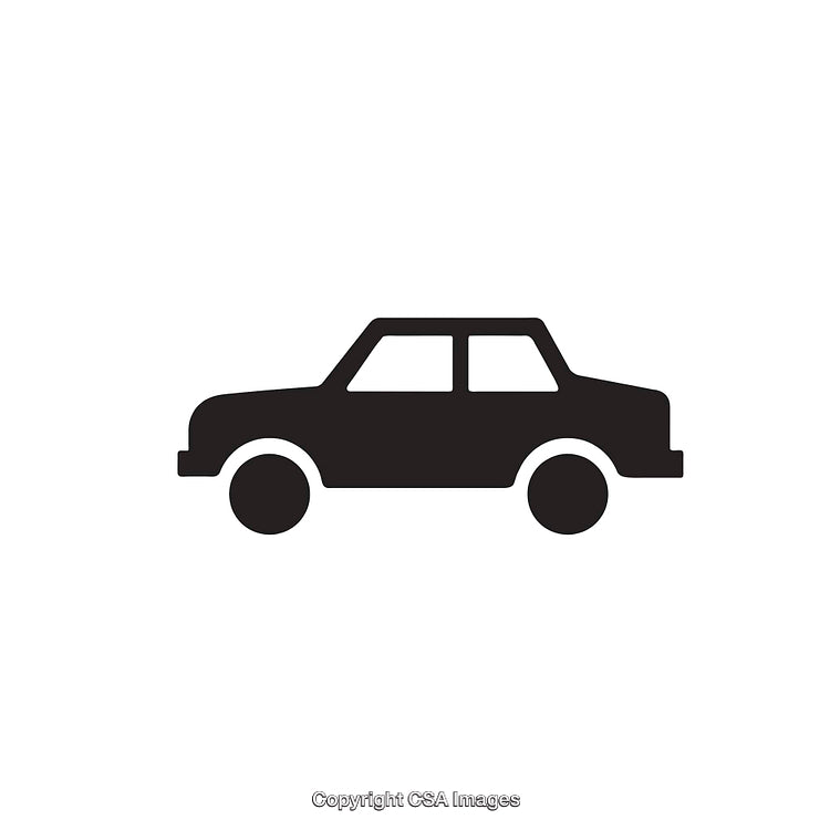 Black And White Car Icon Illustration in Simple Line Drawing Style