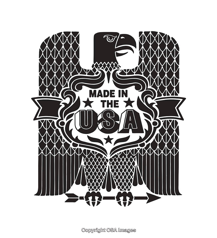 Eagle Emblem with 'Made in the USA' Text in Black and White