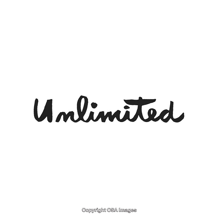 Handwritten Black Text Design Reading 'Unlimited' on White Background