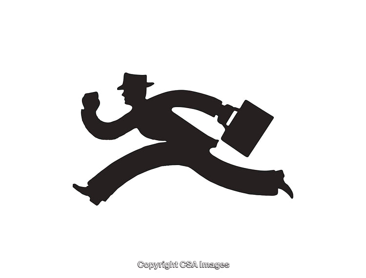 Silhouette Businessman Running With Briefcase in Hand