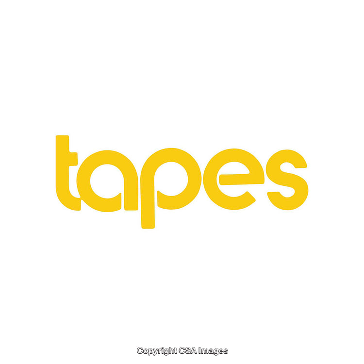 Bright Yellow 'Tapes' Text on a White Background