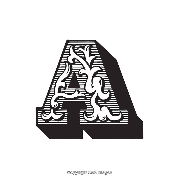 Intricately Designed Decorative Letter A in Vintage Art Style