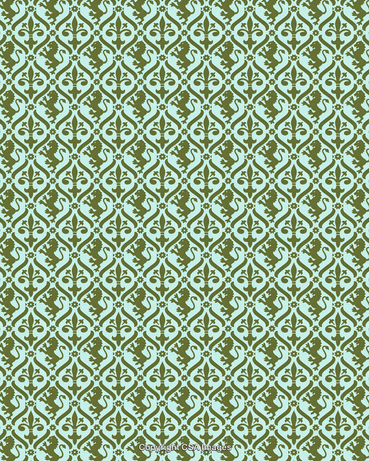 Rampant Lion Fleur-de-lys Pattern