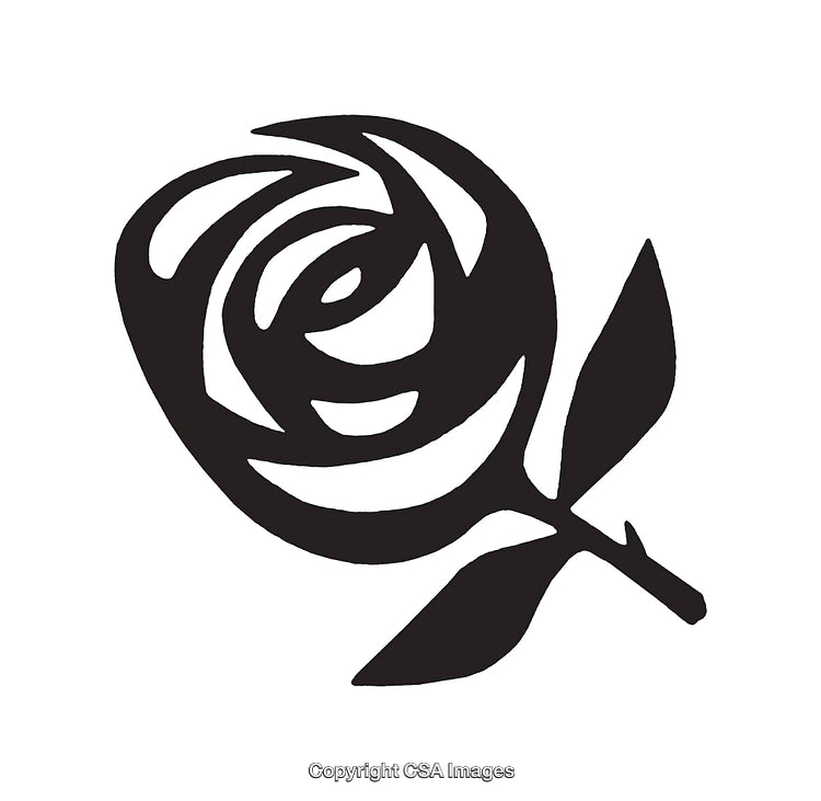 Black and White Rose Line Art Illustration Featuring Simplified Elegant Design