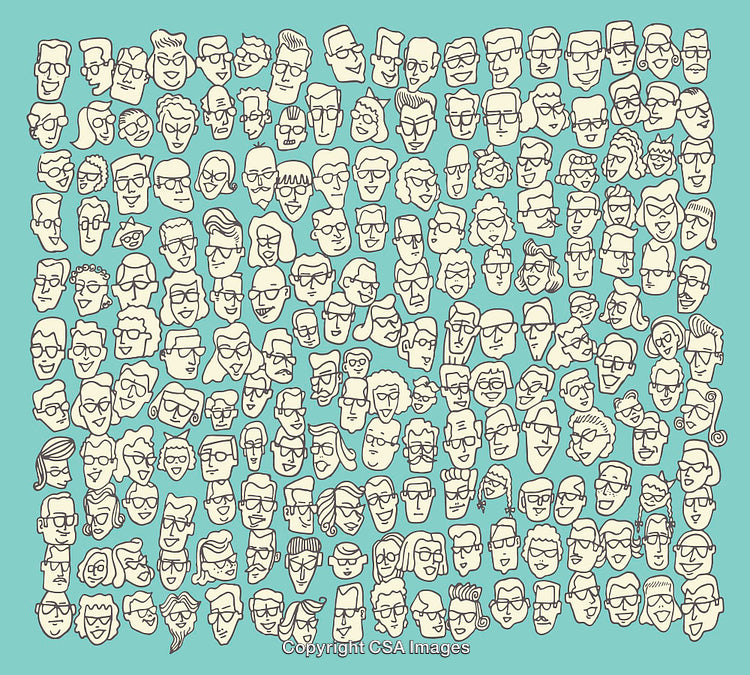 Colorful Line Art Illustrations of Diverse Faces in Abstract Style