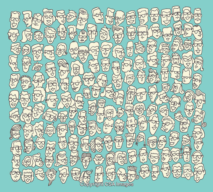 Colorful Line Art Illustrations of Diverse Faces in Abstract Style