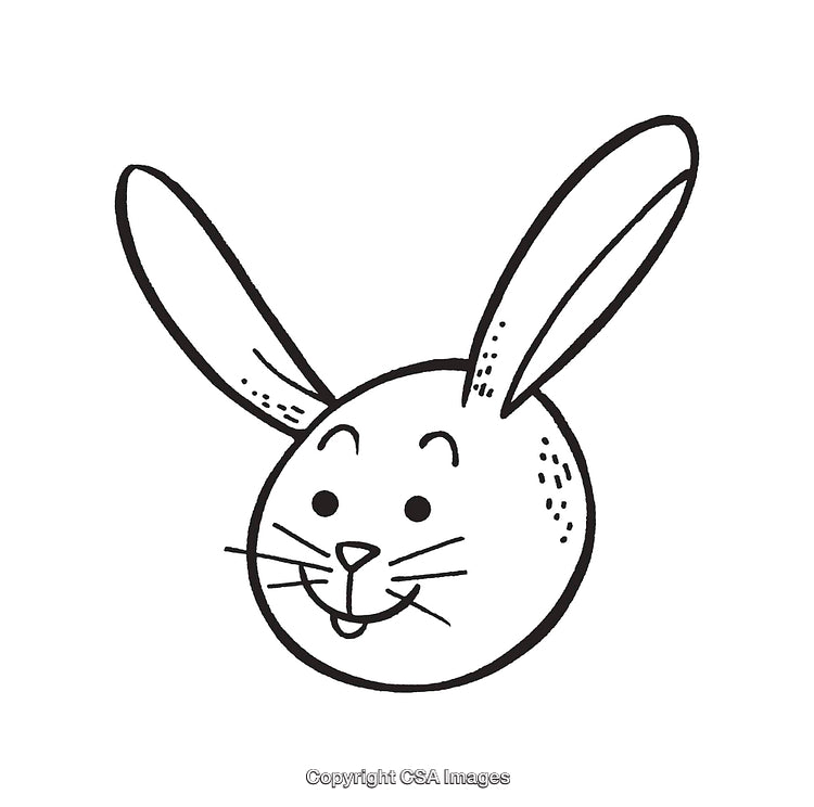Simple Black and White Line Art of a Rabbit Face Doodle