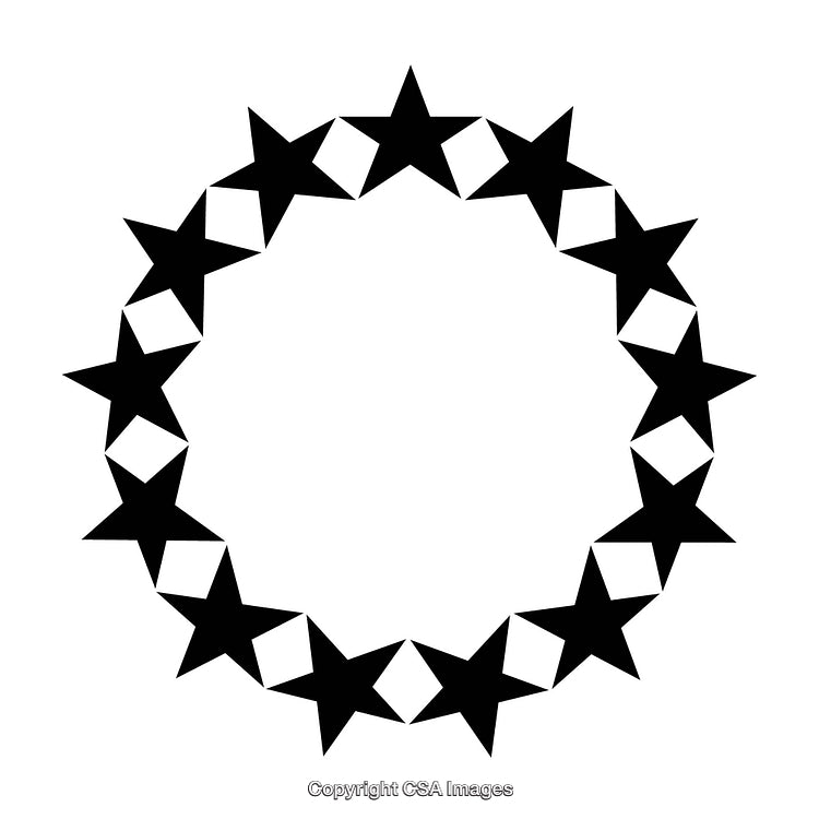 Black And White Circular Star Border Icon Illustration