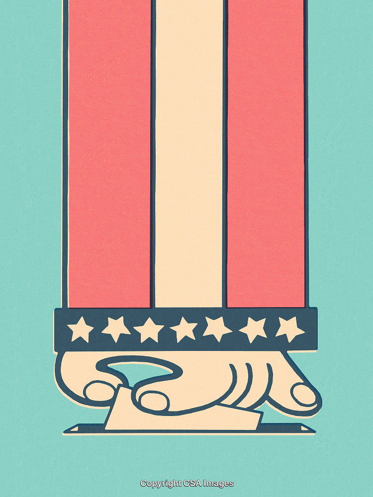 Illustrated Political Voting Theme with Retro Style and Patriotic Colors