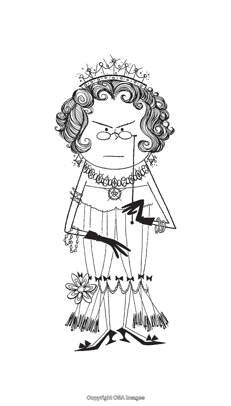 Whimsical Illustration of a Regal Character Dressed in Stylish Accessories