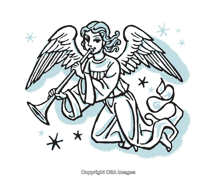 Heavenly Angel Playing a Trumpet in Graceful Colorful Artwork
