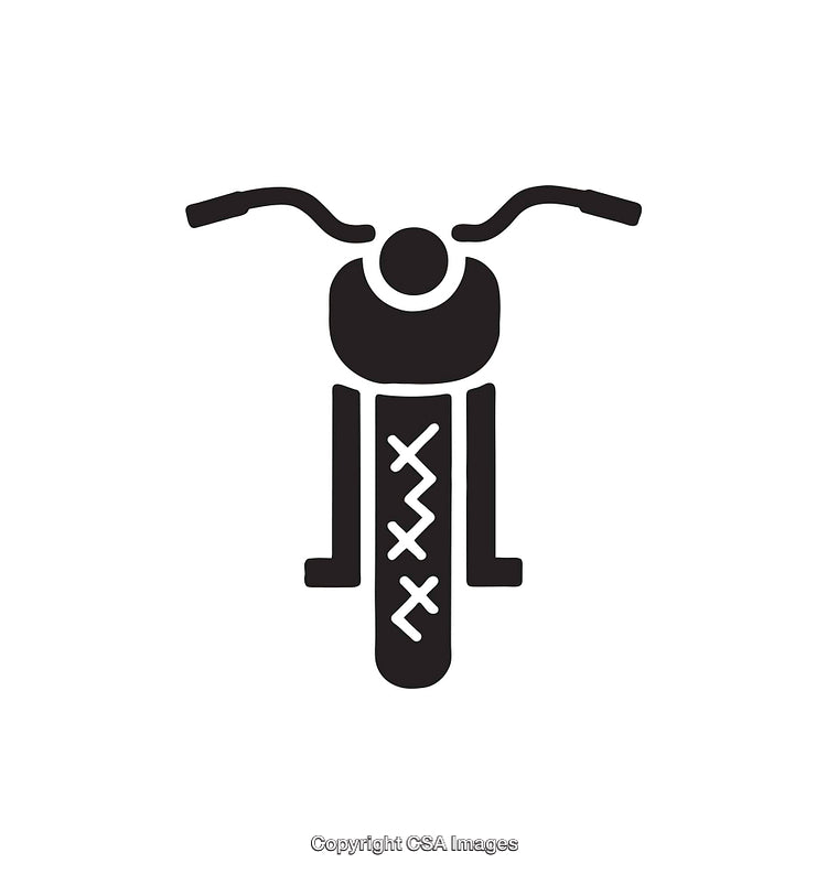 Front View Iconic Motorbike Handlebars and Tire Illustration