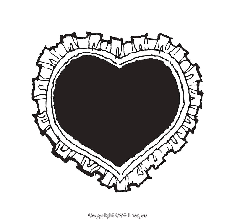 Black and White Line Art Heart Illustration with Decorative Border