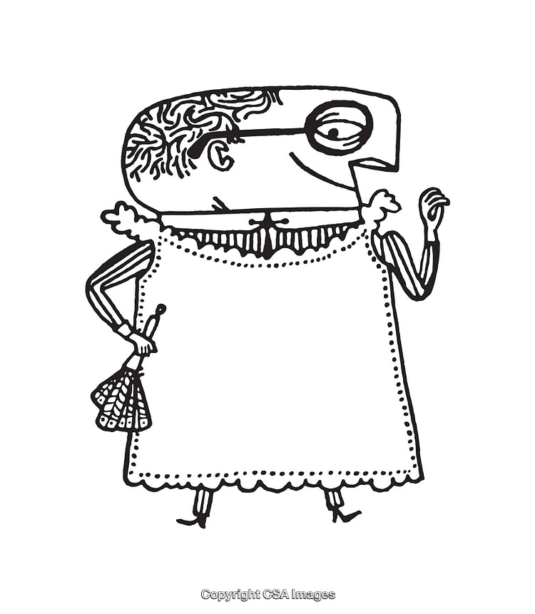 Whimsical Hand-Drawn Cartoon Character in Artistic Black and White Design