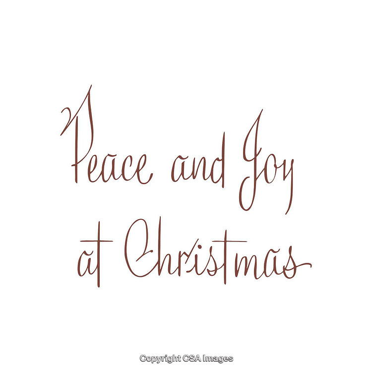 Elegant Script Saying 'Peace and Joy at Christmas' on White Background