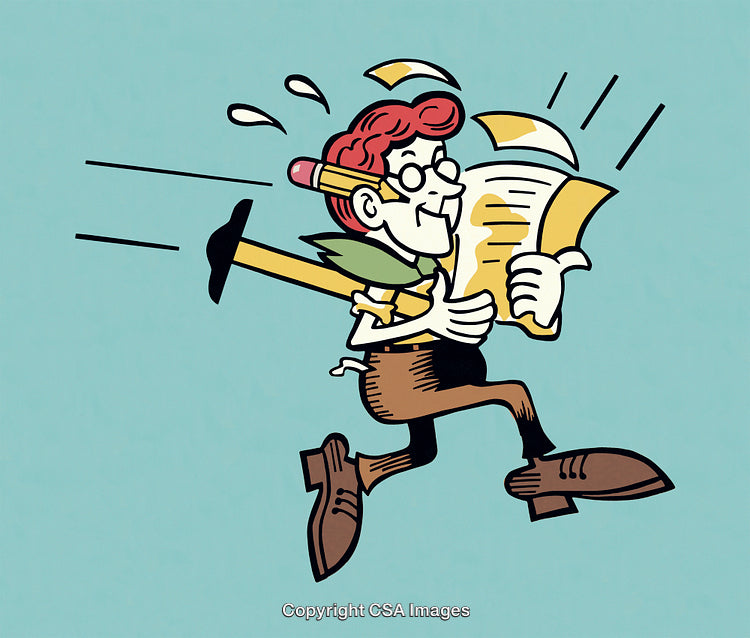 Creative Cartoon of a Man Running While Holding Documents