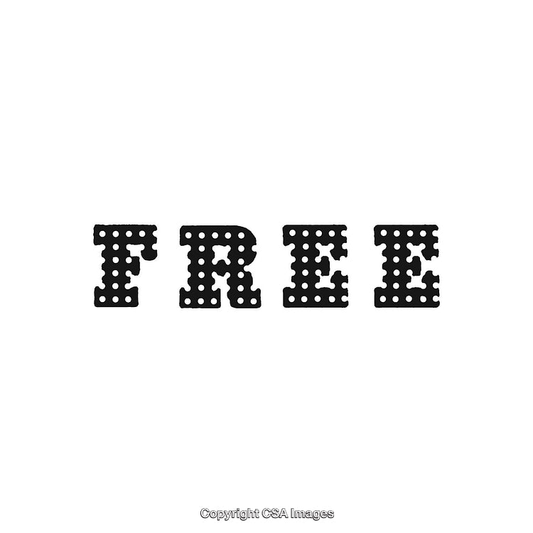 Decorative Free Text in Black Perforated Lettering on White Background