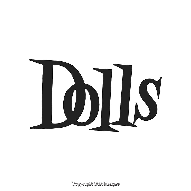 Stylized Retro Text Art Design Featuring The Word Dolls