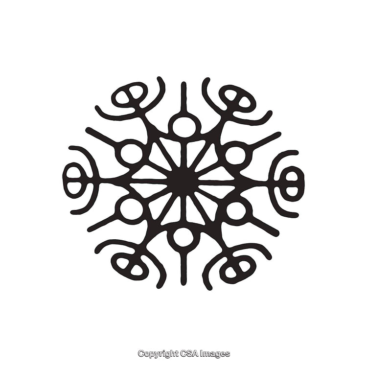 Abstract Black and White Round Dingbat Design with Symmetrical Pattern