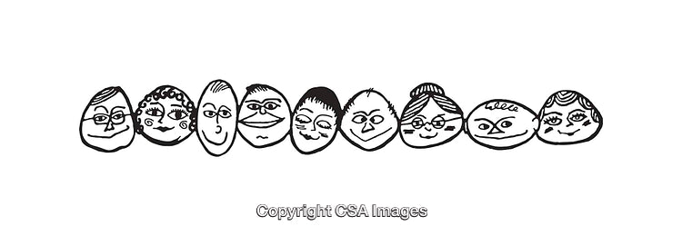 Black and White Line Art Illustrations of Unique Human Faces