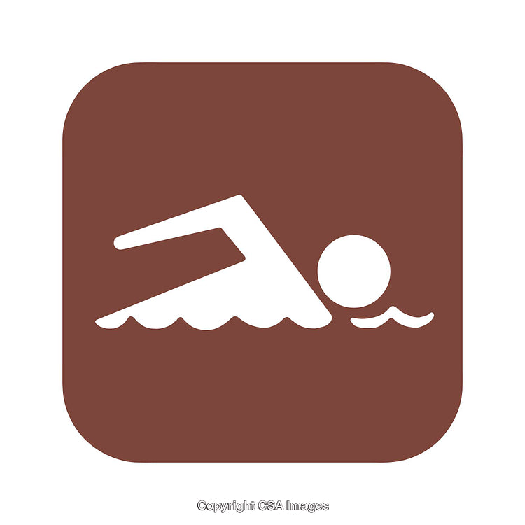 Brown Swimming Icon Showing Person in Water on White Background