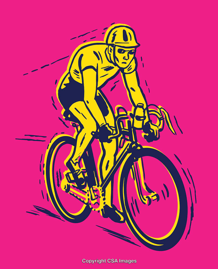 Colorful Line Art Illustration of a Cyclist in Motion