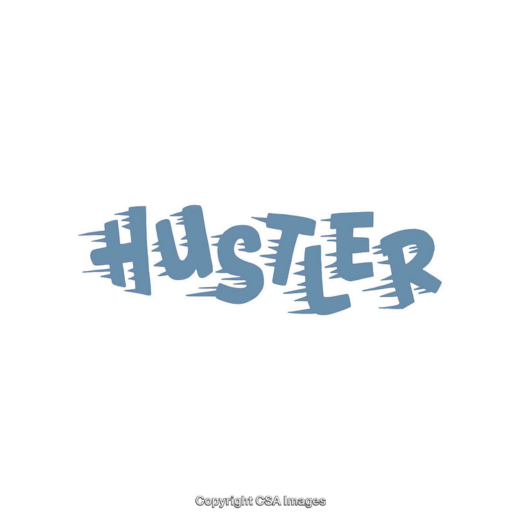 Hustler Bold Text in Dynamic Stylized Font on White Background