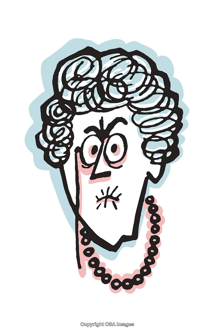 Whimsical Illustration of Surprised Woman with Cartoon Expression and Beads