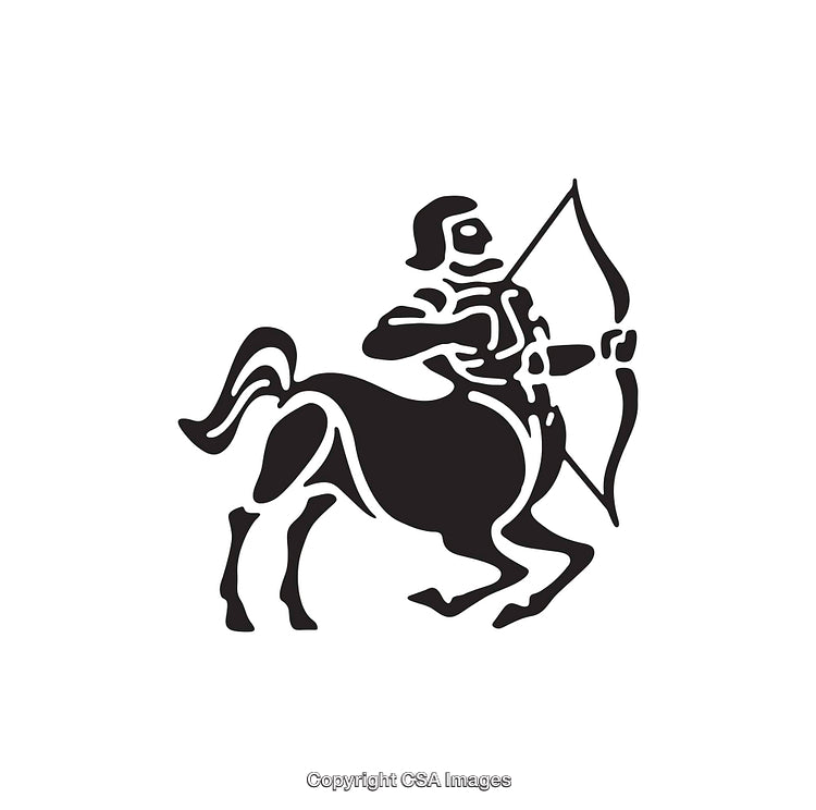 Black And White Icon of Sagittarius Archer Centaur Symbol