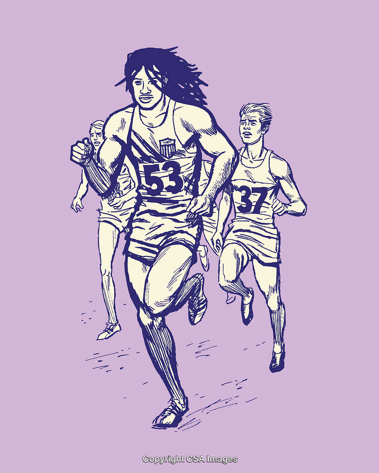 Colorful Line Art of Athletes Sprinting in a Race