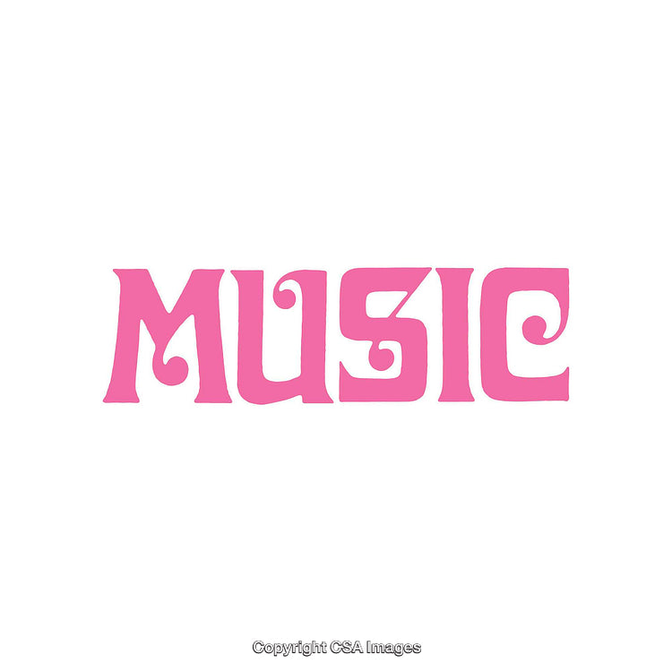 Pink Retro Style Music Text Illustration Isolated on White Background
