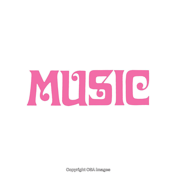 Pink Retro Style Music Text Illustration Isolated on White Background