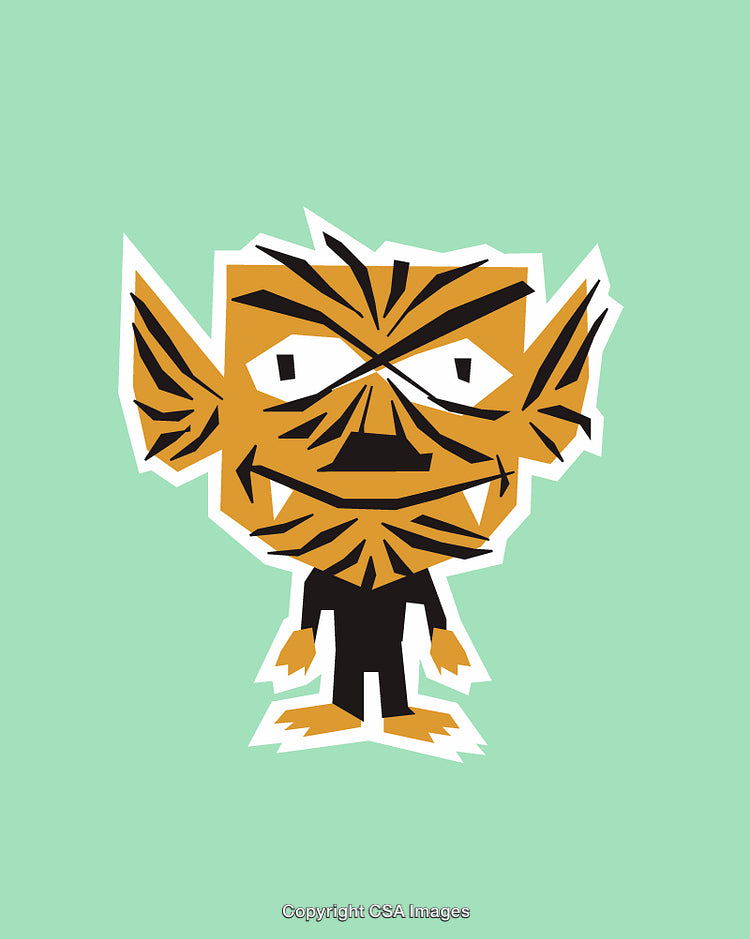 Abstract Cartoon Character With Expressive Features on a Vibrant Background