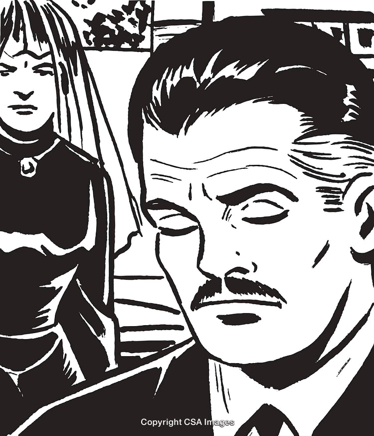 Monochrome Illustration Depicting Emotional Interaction Between Two Individuals