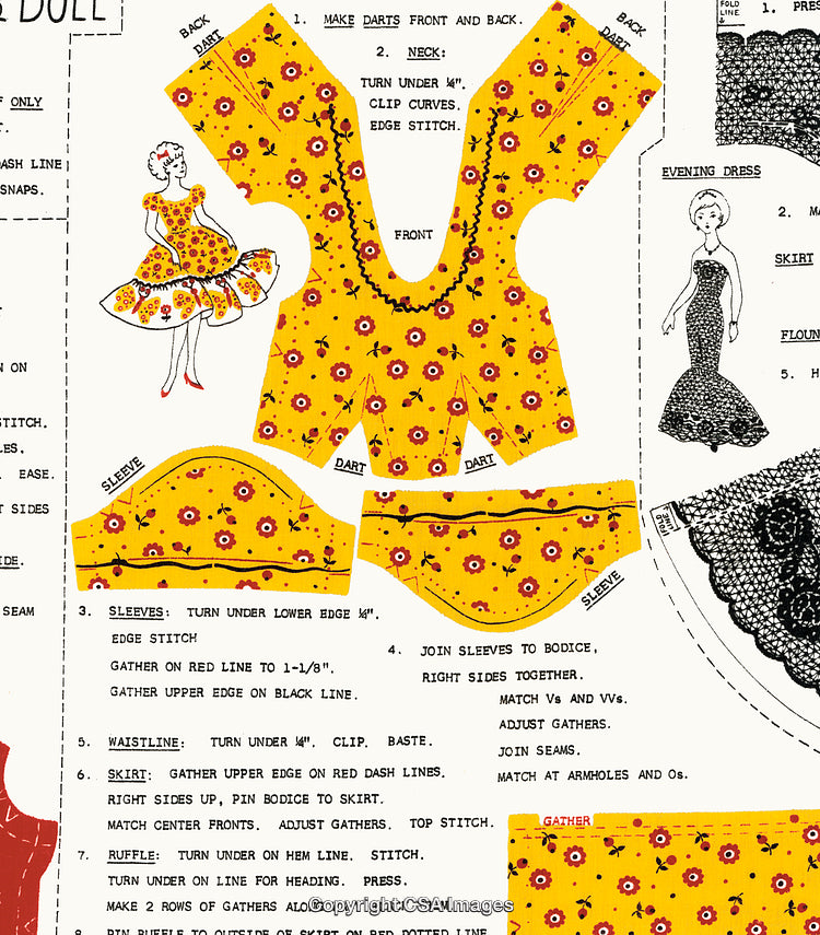Vintage Sewing Pattern for Handmade Doll Clothing with Instructions