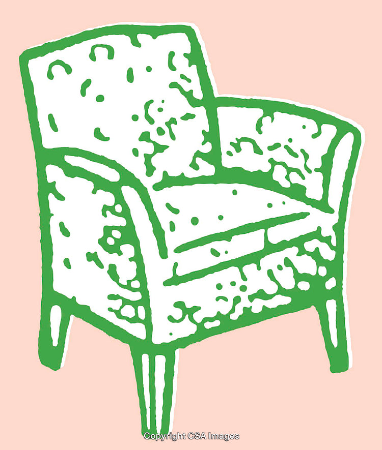 Colorful Line Art Illustration of a Chair on Pastel Background