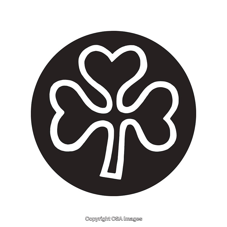 Elegantly Styled Black and White Four-Leaf Clover Line Art
