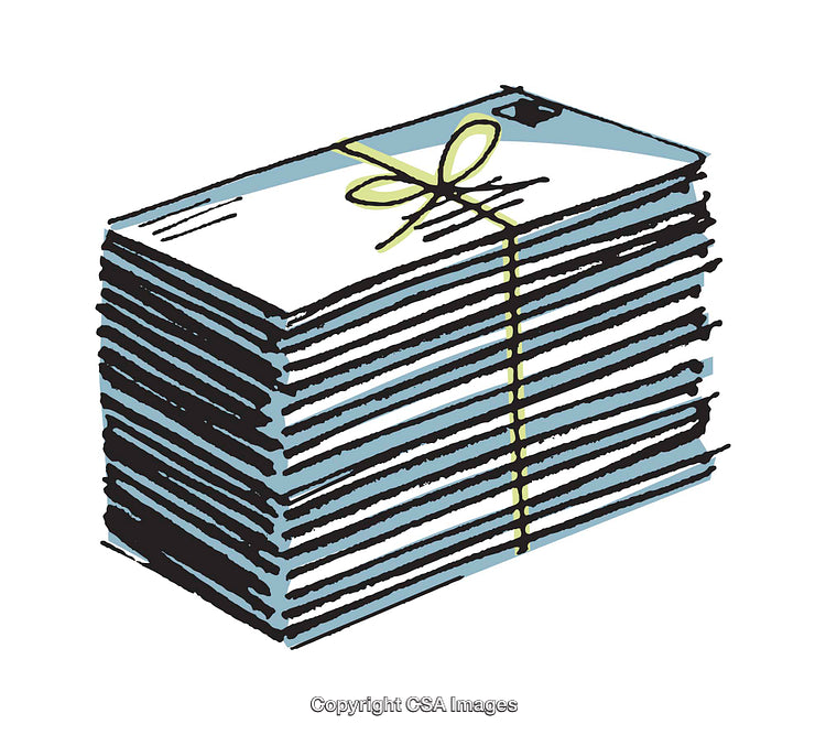 Hand-Drawn Illustration of a Stack of Tied Envelopes