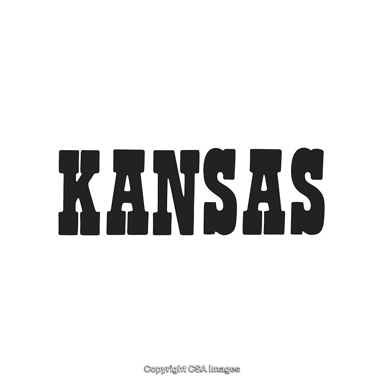 Bold Typography Display of the Word Kansas in Block Letters