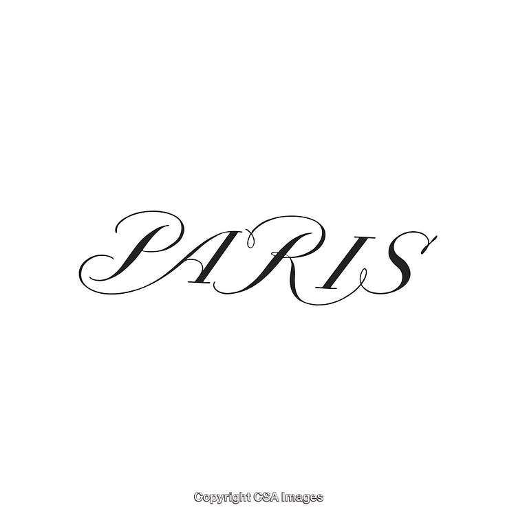 Elegant Script Typography of the Word 'Paris' in Black on White Background