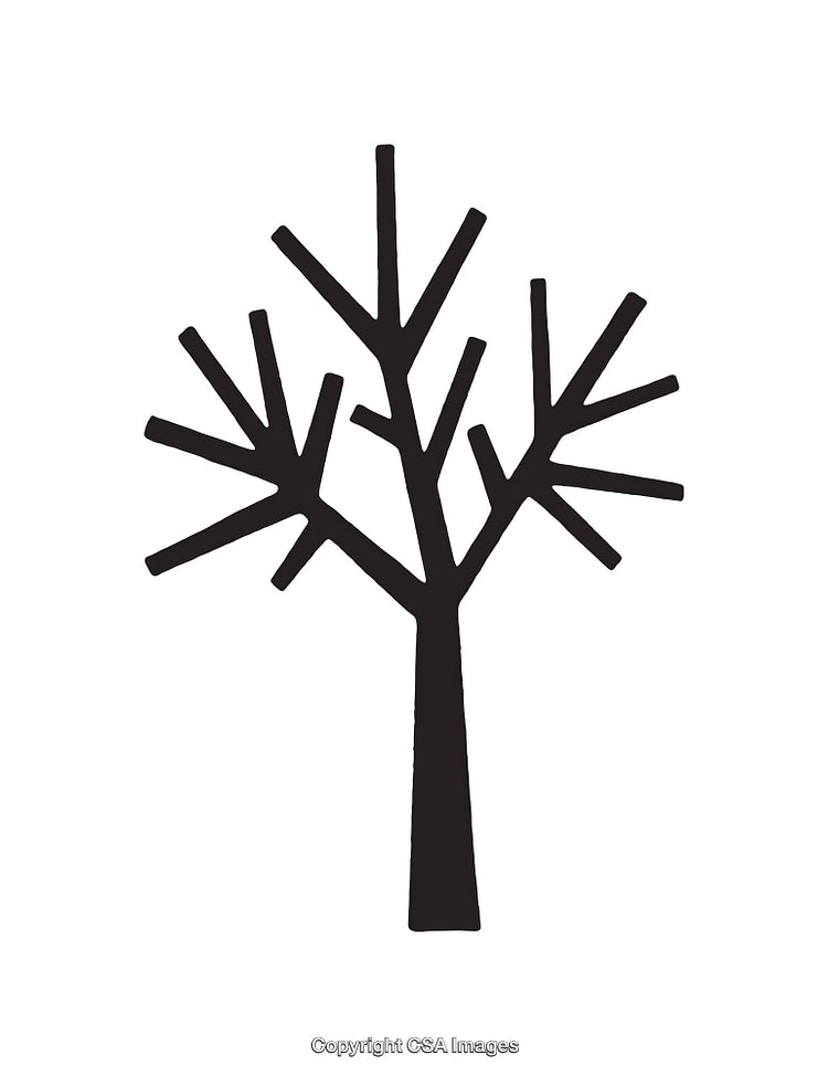 Minimalistic Black Tree Outline on White Background