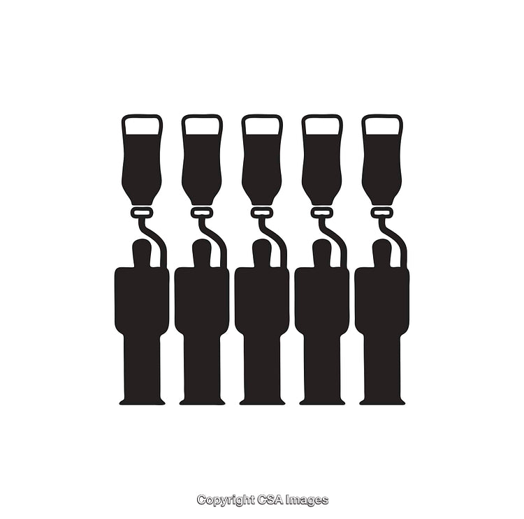 Minimalistic Icon Series of Medical IV Bags in Monochrome Style