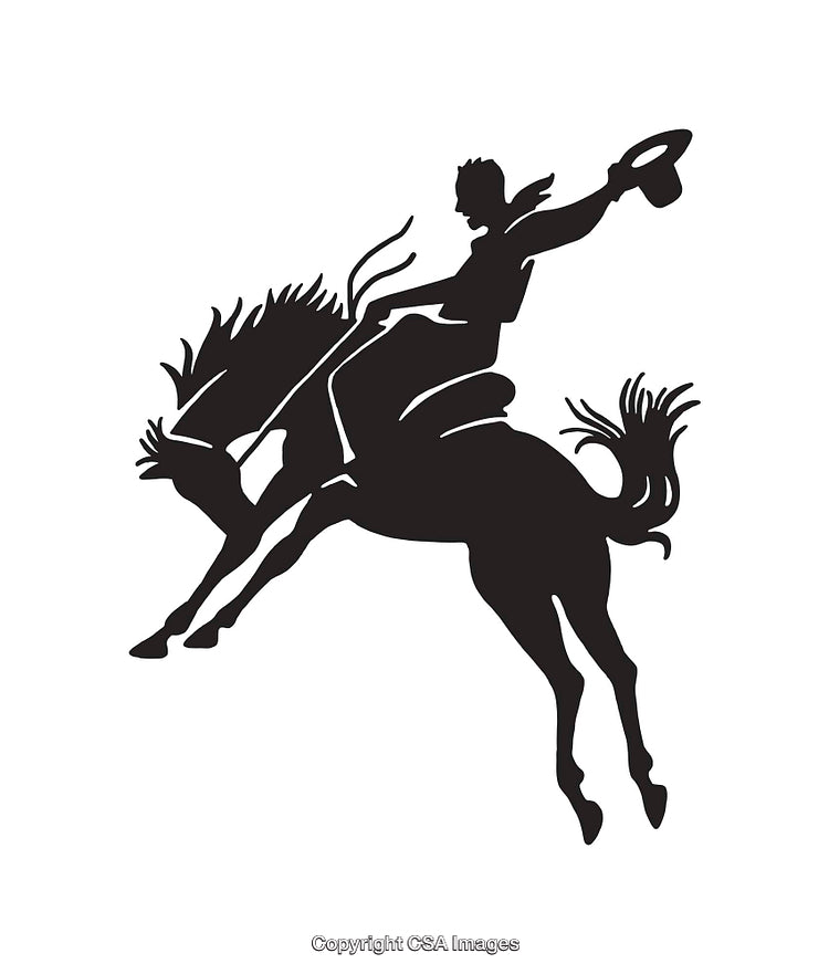 Silhouette of a Rodeo Rider on a Bucking Horse