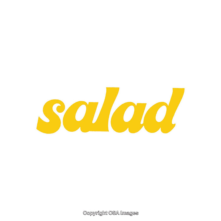 Stylized Yellow Text Design Featuring the Word Salad on White