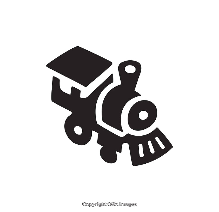 Black and White Illustration of a Vintage Train Locomotive Icon