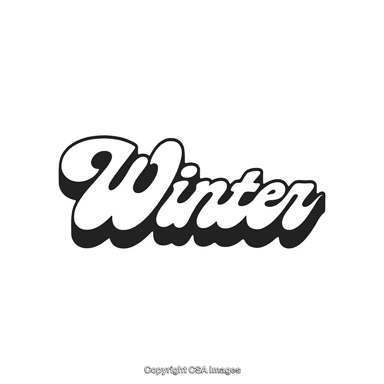 Stylized Winter Text in Bold Black and White Font Design