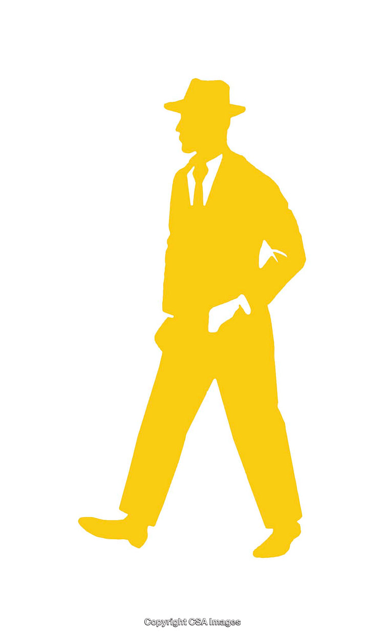 Minimalist Yellow Silhouette of a Businessman in Formal Attire