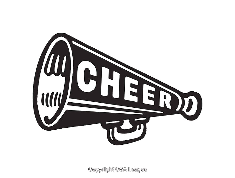 Black and White Megaphone Illustration With Cheer Text Focus