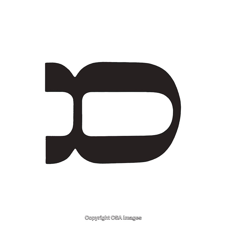 Abstract Representation of the Letter D in a Black and White Design